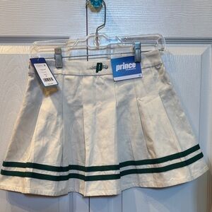 Prince Women's Cream Mini Skirt with Green Accents